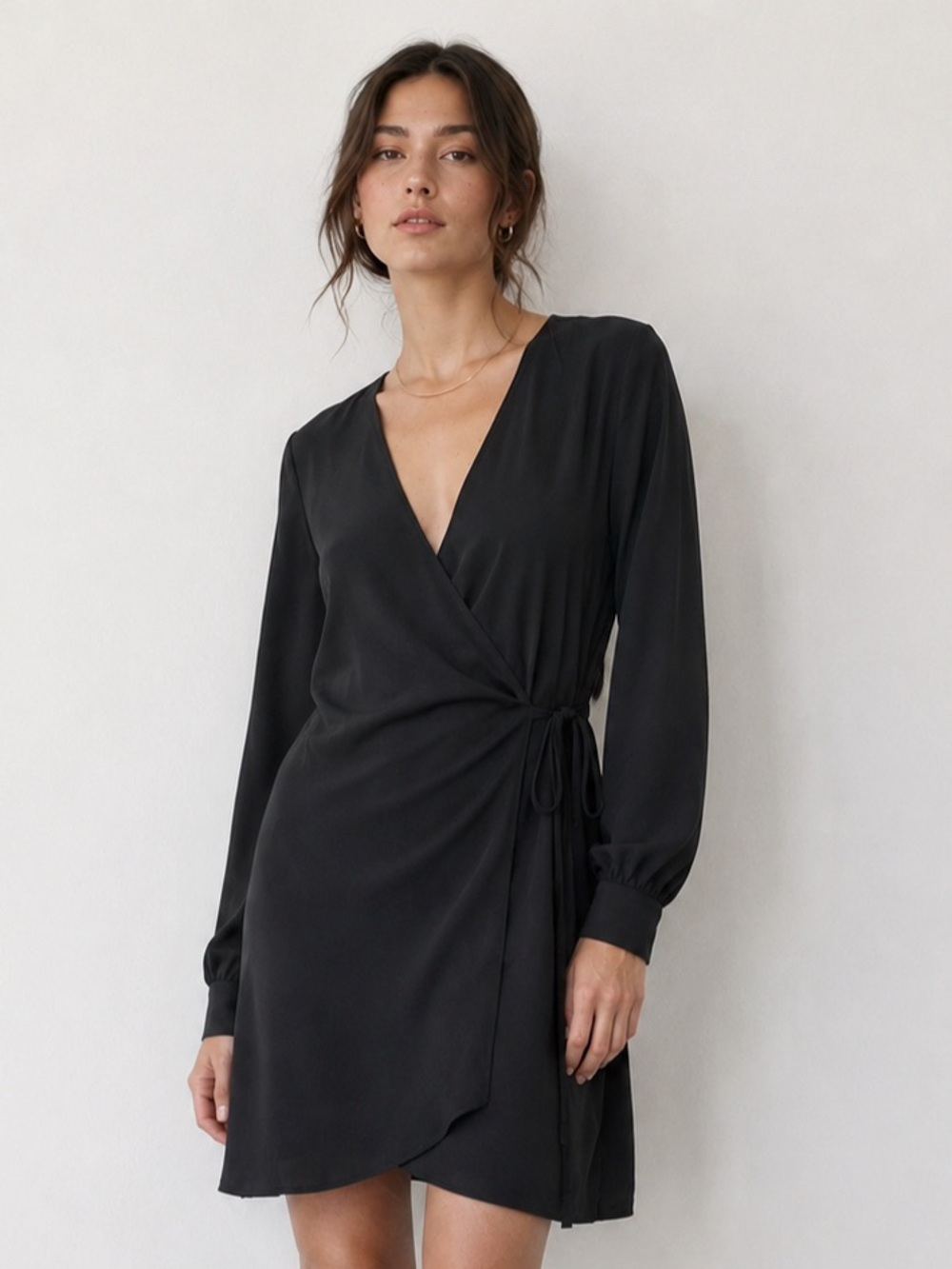 ARITZIA Babaton Murphy Dress Black | Flowy Wrap Mini Dress SIZE SMALL